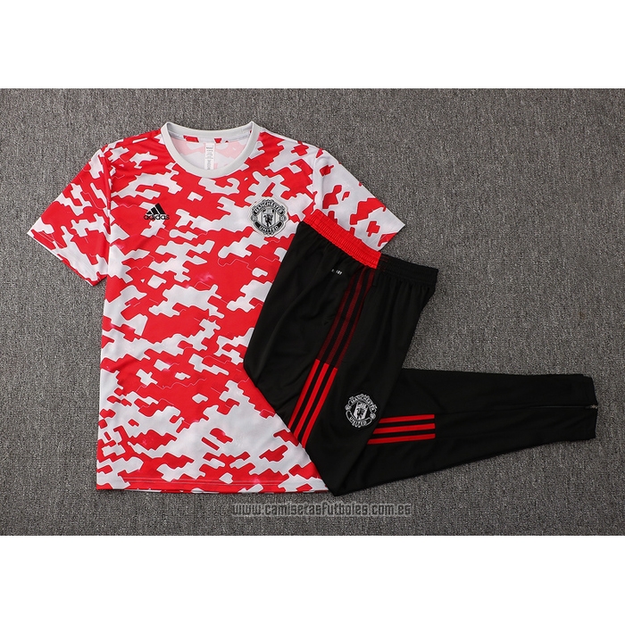Chandal del Manchester United Manga Corta 2021-2022 Rojo y Blanco